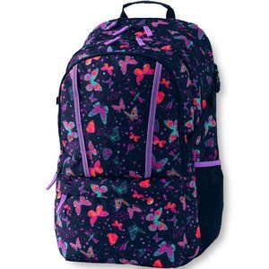 Lands End Girls XL Backpack - Deep Sea Navy Butterflies